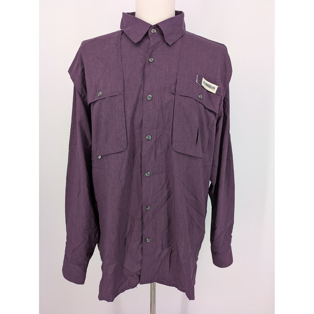Magellan Outdoors Fishing Shirt Mens XL Purple Long Sleeve Relaxed Fit Fish Gear
